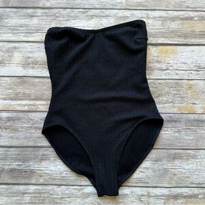 Vintage Gottex Strapless Black Swimsuit One Piece Swimwear Sz 8
